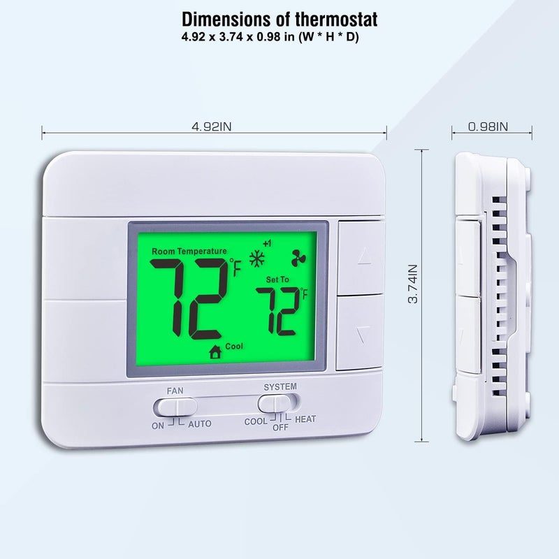 Garystat Upgraded Multi-Stage Non-Programmable Thermostats for Home 2 Heat/2 Cool, with Temperature & Humidity Monitor and Large Green LCD - Image 3